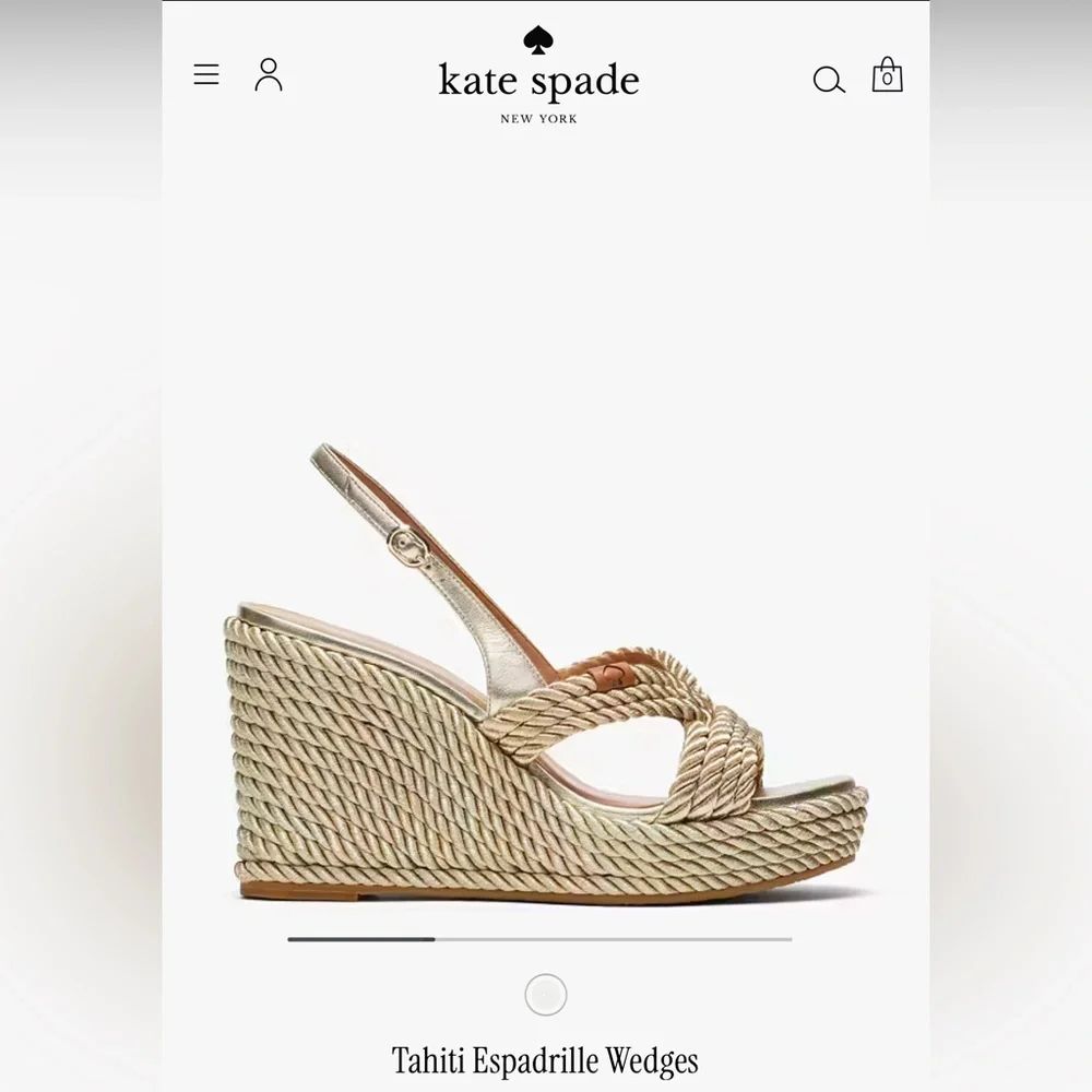 Kate Spade Metallic Gold Wedge Sandals - Picture 3 of 9